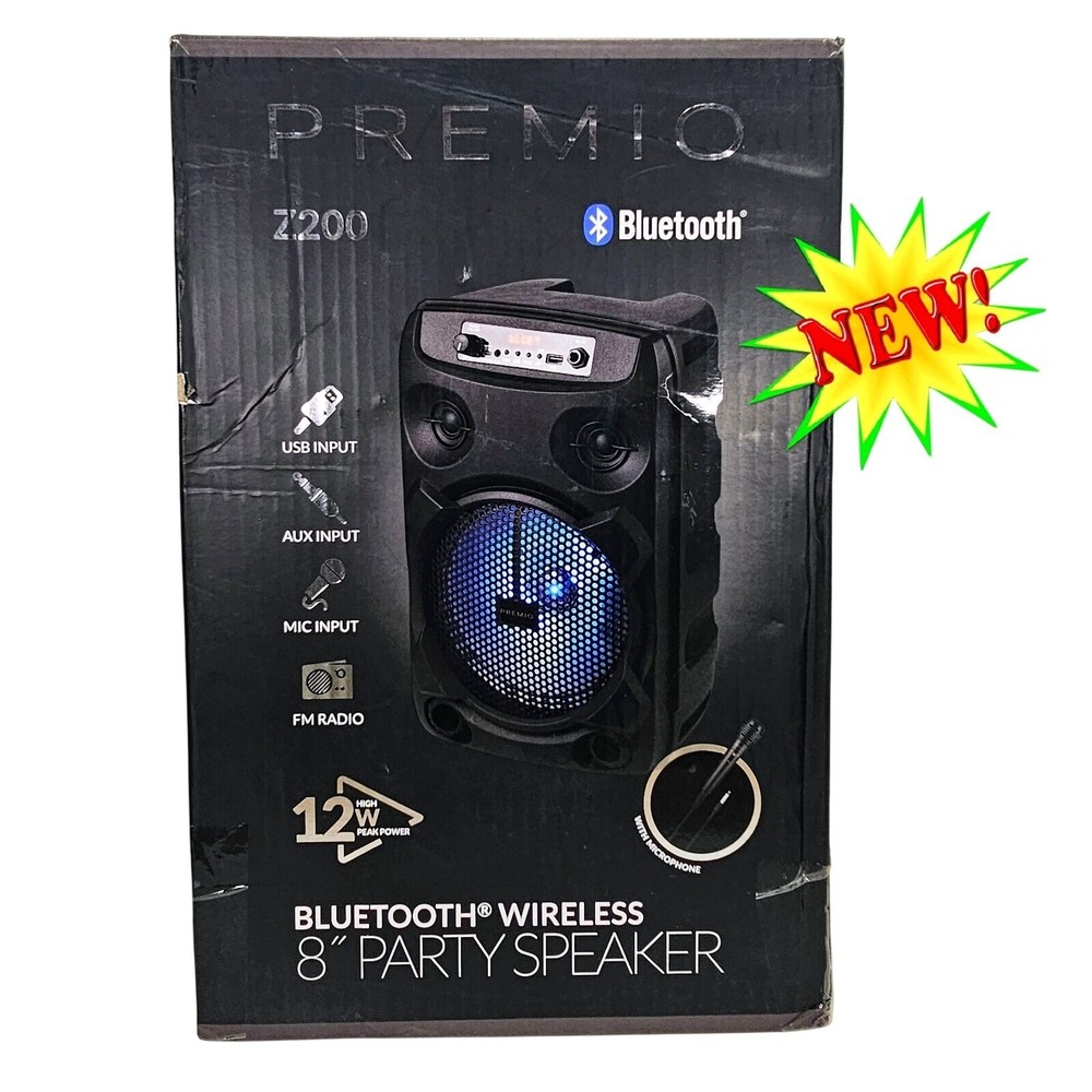 Portable Karaoke Bluetooth Speaker 8" LED Mic Wireless PA System Party‎ FM